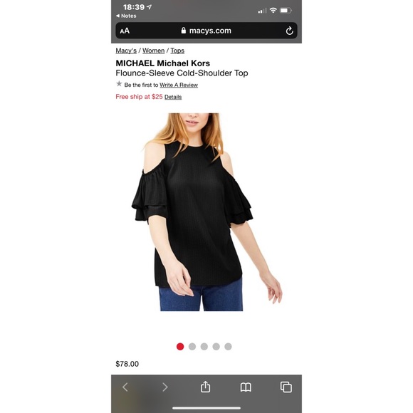 NWT Michael Kors Flounce-Sleeve Cold-Shoulder Top - Picture 3 of 7